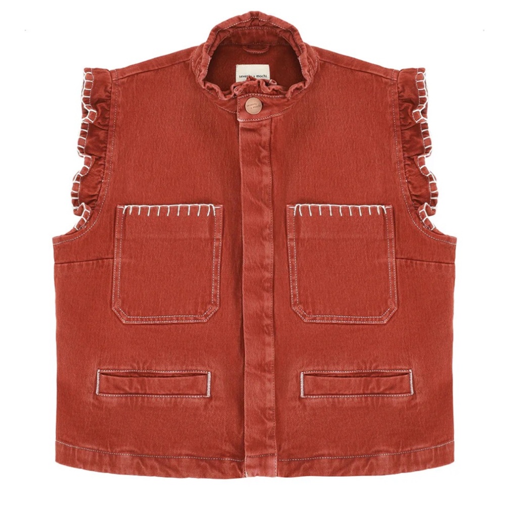 Women's Ruffled Vest in Rust